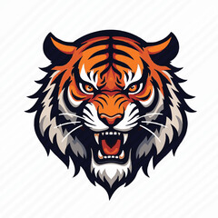  Roaring tiger head logo or icon vector white background
