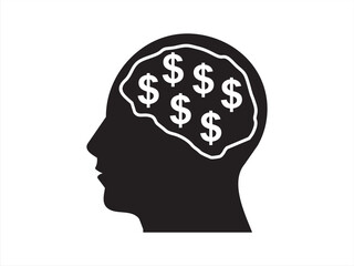 Business, Brain, Head, Dollar, Mind, Finance, Human Head icon vector