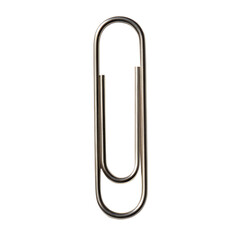 Closeup view of a metallic paperclip against a gray background showing detail and texture transparent background Generative AI
