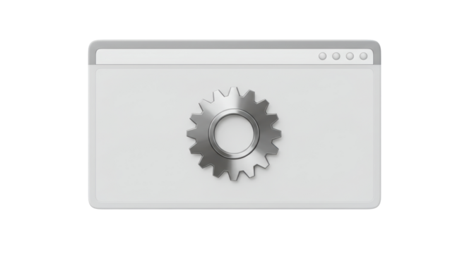 Isolated Browser Window with Gear Icon in Center