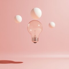 Floating Light Bulb Casting Soft Shadows Concept