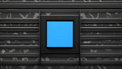 Modern minimalist black and white pattern with blue square