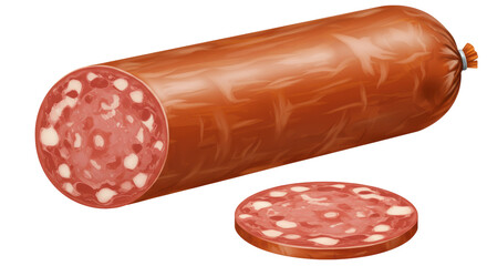 Isolated Salami Sausage Slice