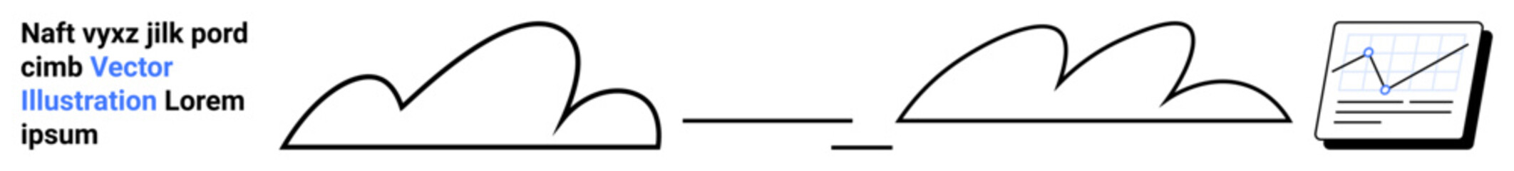 Stylized clouds alongside a graph screen highlight data connection and analysis. Ideal for technology, cloud computing, business, statistics, presentations, reports, and a simple landing page