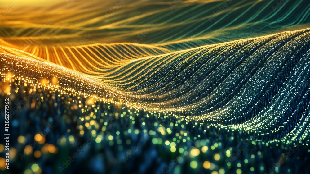 Aufkleber golden data streams: abstract visualization of information flow and networks