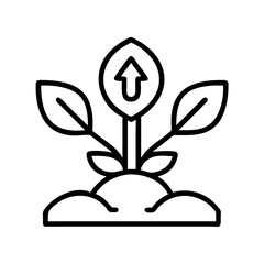 Growth plant with arrow up vector icon for business development and financial success concept illustration