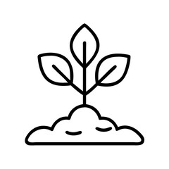 Planting seedling growing in soil vector icon illustration for agriculture and nature design 