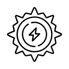 Solar energy icon renewable power source sun with lightning bolt sustainable technology vector graphic design
