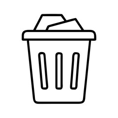 Outline trash can icon vector illustration for waste management and recycling projects design element