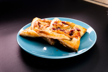 Blueberry and cottage cheese pastry made from puff pastry