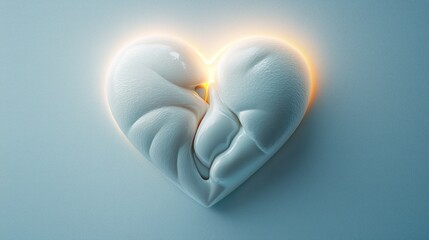 Broken heart, glowing edges, minimalist background, love concept, Valentine's Day