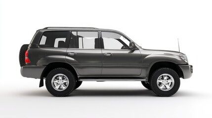 Naklejka premium Dark Gray SUV Side Profile on White Background