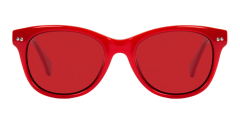 Red sunglasses isolated on a transparent or white background, cut-out, PNG