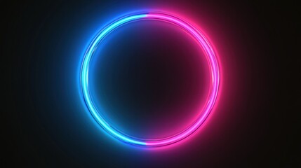 Obraz premium Neon Circle Abstract Background: Futuristic Glowing Ring Design