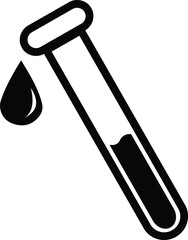 Test tube with drop icon. black design in trendy style. medical and chemical icon. Vector illustration.
