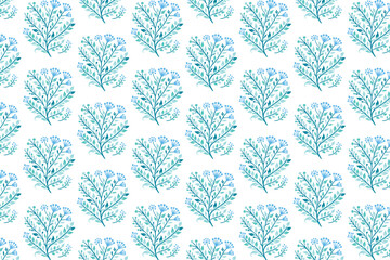 tile pattern with seamless floral and plant elements featuring stylized leaves and garden blossoms

