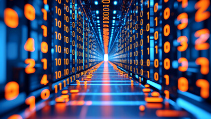 Vibrant binary lines showcasing technological complexity