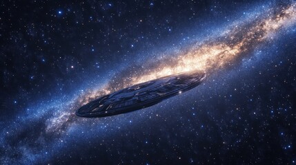 Fototapeta premium Spaceship Milky Way galaxy flight cosmic travel