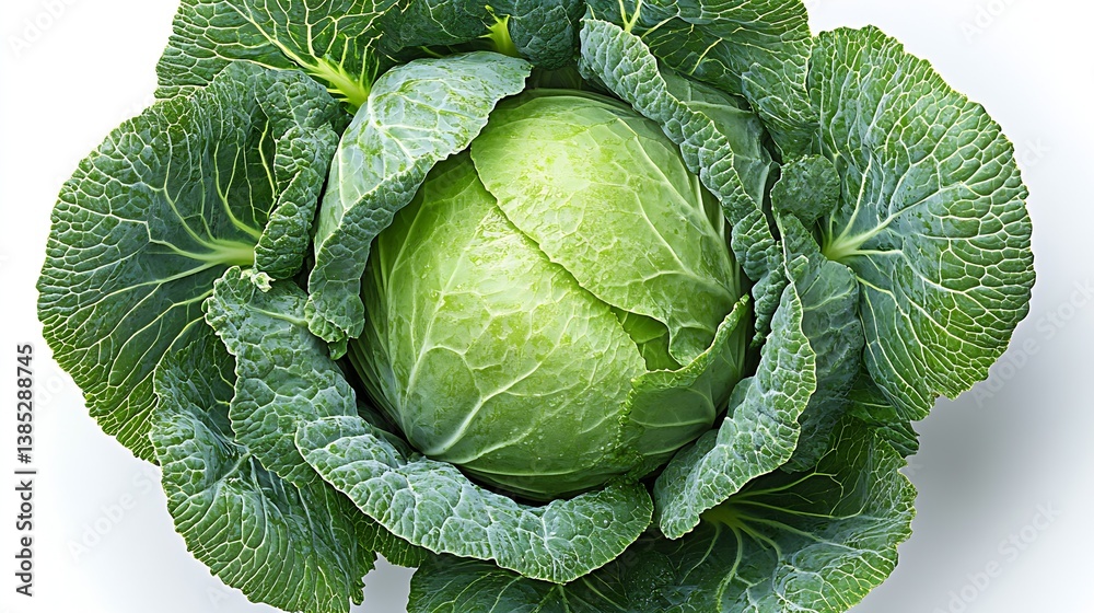 Poster fresh and crisp green cabbage captured in a natural light setting for healthy dishes : generative ai