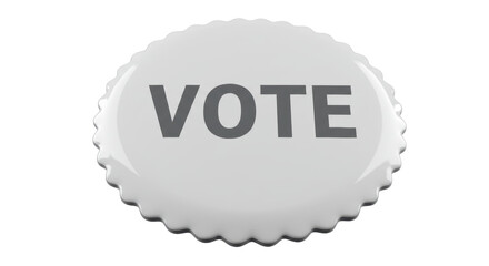 Isolated White Vote Badge with Subtle Embossed Details