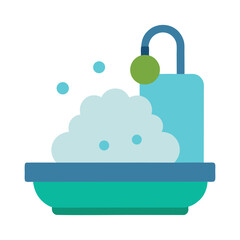 A dishcloth with soap suds on a sink edge.