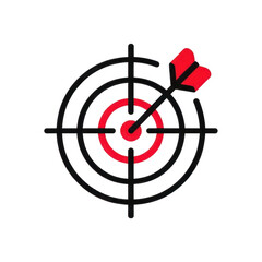 Red Arrow Aim To Business Target Goal Hit Success Center Accuracy Competition Symbol Or Strategy Dartboard And Winner Bullseye Archery Isolated On Transparent Background , Generative AI