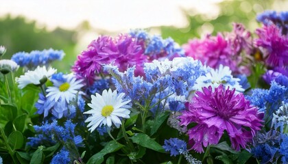 Fototapeta premium 美しい花の背景、いろんな種類の花がたくさん