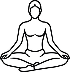 Yoga Pose Silhouettes Mindful Woman Line Art Collection