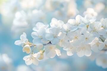Fototapeta premium A beautiful branch filled with blooming white flowers and blossoms