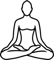 Yoga Pose Silhouettes Mindful Woman Line Art Collection