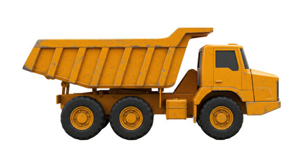 Isolated Yellow Dump Truck Construction Vehicle