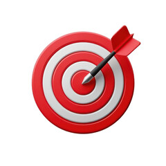 Red Arrow Aim To Business Target Goal Hit Success Center Accuracy Competition Symbol Or Strategy Dartboard And Winner Bullseye Archery Isolated On Transparent Background , Generative AI
