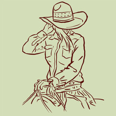 cowgirl in hat on horseback vector for card decoration illustration