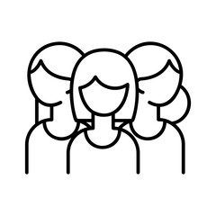 Three women’s heads side by side