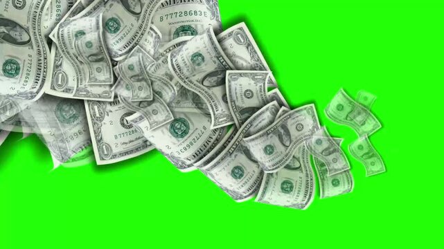 Falling Money Green Screen Overlay, Cash Explosion Effect, Flying Dollar Bills, Money Rain Animation