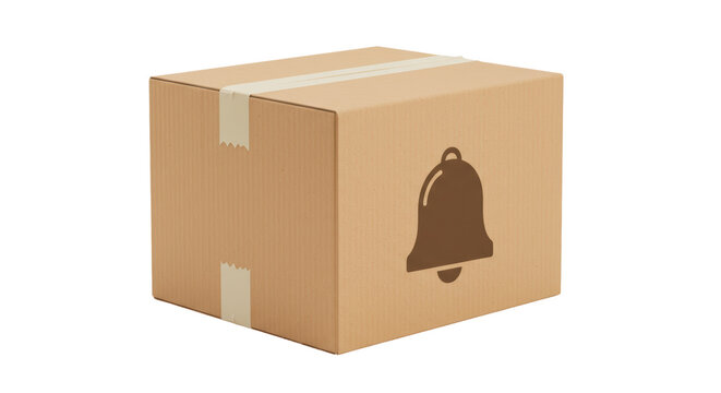 Isolated Cardboard Box with Notification Bell