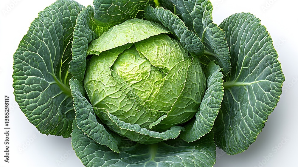 Poster bright and vibrant green cabbage in a close-up view showcasing its healthy leaves : generative ai