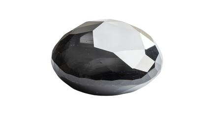 A clear, detailed shot of a black spinel stone, , with natural light reflecting off its smooth surface.