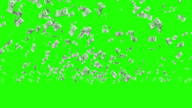 Falling money green screen, money explosion green screen video for overlay, money effect, Cash blast, Money rain