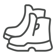 Boots pair line icon, charitable donation concept. Vector graphics. Boots with zipper, footwear sign on white background, outline style icon for mobile or web design.
