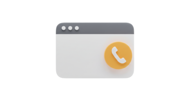 Isolated Browser Window with Telephone Handset Icon
