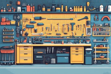 Organized Garage Workshop Tools and Supplies