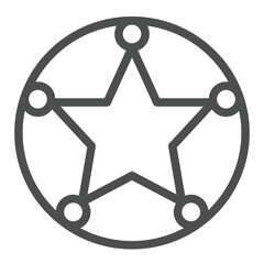 Local sheriff badge line icon, law enforcement concept. Vector graphics. Sheriff star, badge sign on white background, outline style icon for mobile or web design.