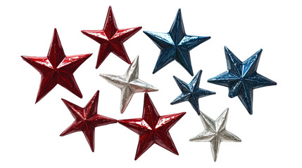Obraz premium 4th of July themed stars decoration , featuring a mix of shiny metallic stars and colorful paper stars for a vibrant look.