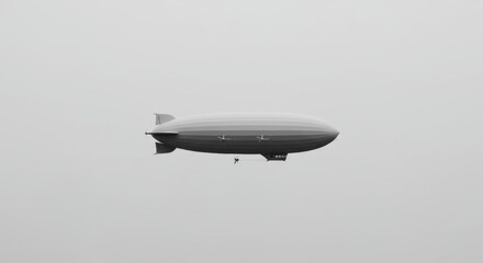 Naklejka premium Minimalist Monochrome Zeppelin in the Sky