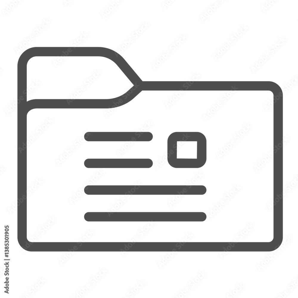 Poster system files folder line icon, windows pack concept. vector graphics. folder with list of preference