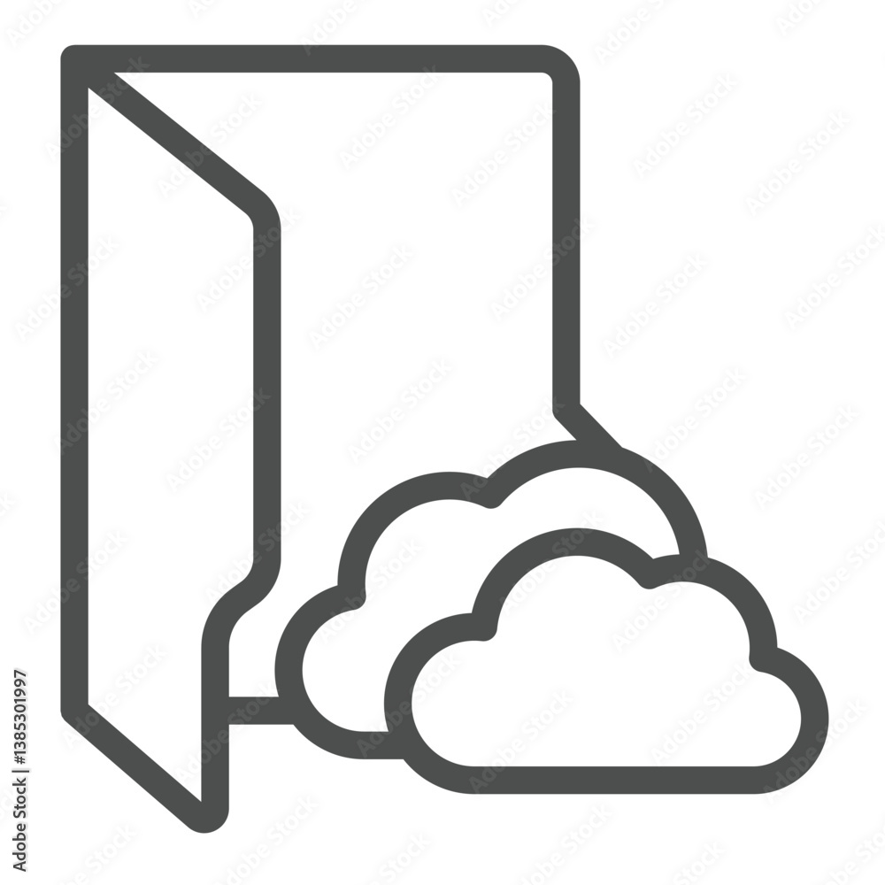 Fototapete Cloud storage folder line icon, windows pack concept. Vector graphics. Folder with cloud, remote data sign on white background, outline style icon for mobile or web design.