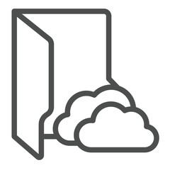 Cloud storage folder line icon, windows pack concept. Vector graphics. Folder with cloud, remote data sign on white background, outline style icon for mobile or web design.