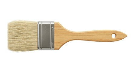Isolated Paint Brush with Wooden Handle for Art Supplies