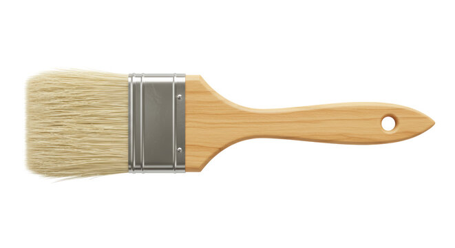 Isolated Paint Brush with Wooden Handle for Art Supplies - Powered by Adobe